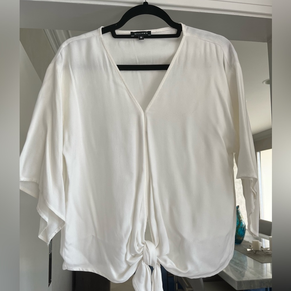 William B white v-neck tie top